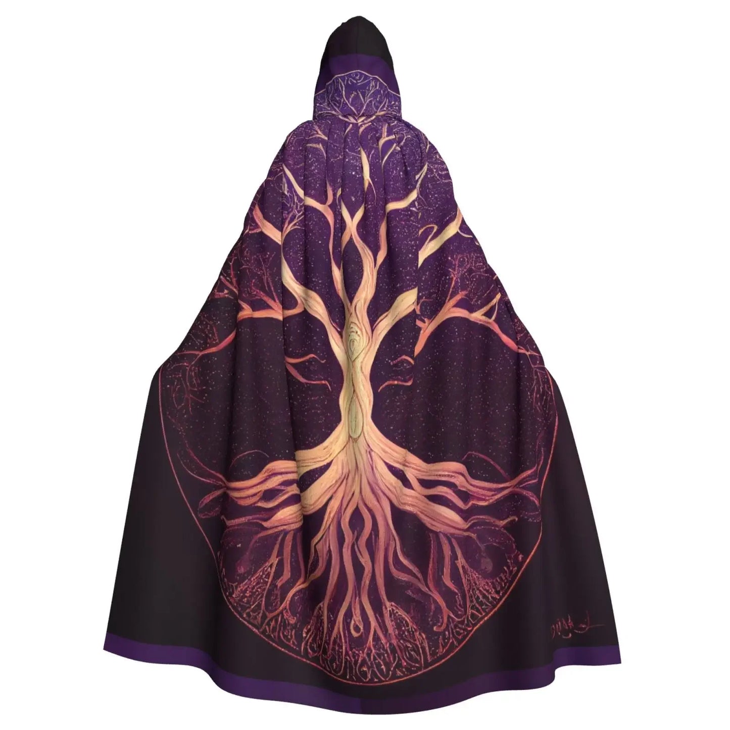 Tree of Life Celtic Cloak – Hooded Medieval Costume for Adults, Witch, Wicca, Vampire & Elf Purim Carnival Party
