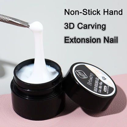 5ml Pearl White 3D Nail Sculpting Gel - Non-Stick Flower Carving Gel for DIY Nail Art