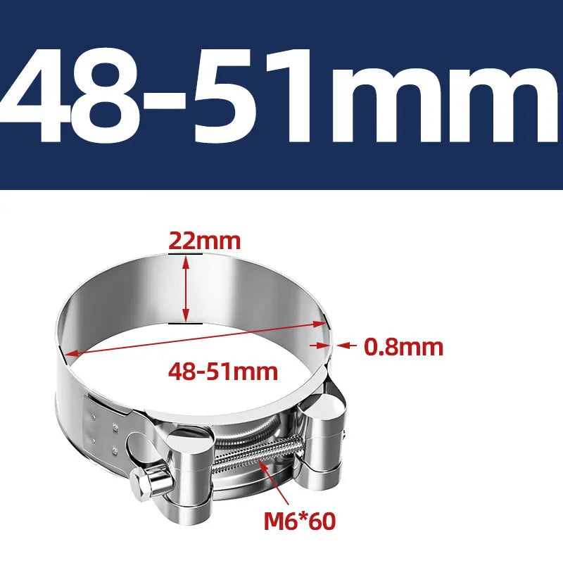 304 Stainless Steel Hose Clamp – Heavy Duty Adjustable Clip for Air, Water, Fuel Pipes & Motorcycle Exhaust Muffler Repair Tool