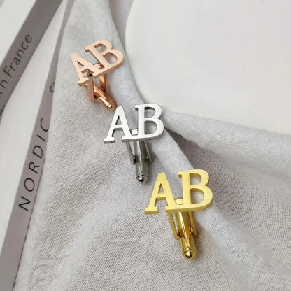 Customized Men's Cufflinks - Personalized Name Letter Stainless Steel Shirt Cuff Button Jewelry Gift