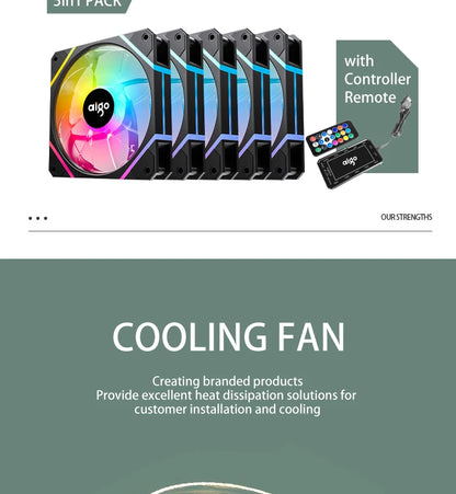 Aigo AM12 RGB PC Fan Kit — 120mm ARGB Water Cooler & Case Cooling Fans with 6-Pin Controller
