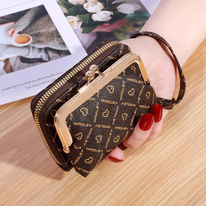New Women’s Wrist Strap Short Wallet – Large Capacity Flower Design Coin Clip Bag with Multi Card Slots and Money Clip