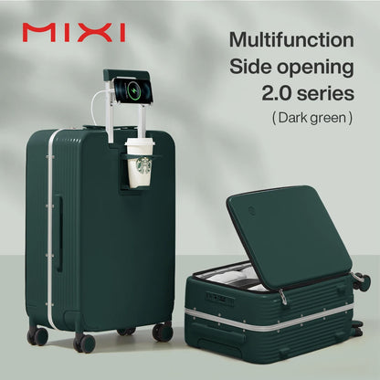 Mixi Aluminum Frame Carry-On Suitcase – 20"/24" Rolling Luggage with USB Port, Cup & Phone Holder