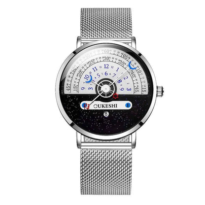 Men’s Fashion Mesh Band Quartz Watch — Business Wristwatch with Calendar Reloj Hombre