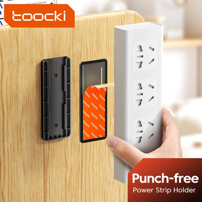 Toocki Punch-Free Wall-Mounted Power Strip Holder – Socket Fixer & Home Power Organizer for Kitchen & Office