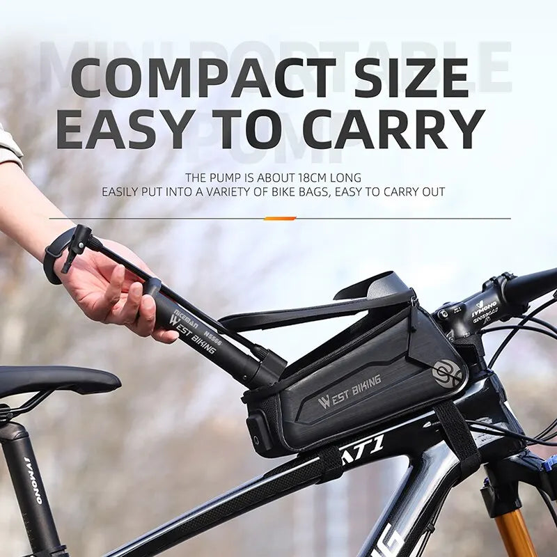 WEST BIKING MTB Bicycle Pump - 80 PSI Manual Air Pump for Balloon Tire Inflation - Schrader Valve Floor Pump Cycling Accessory