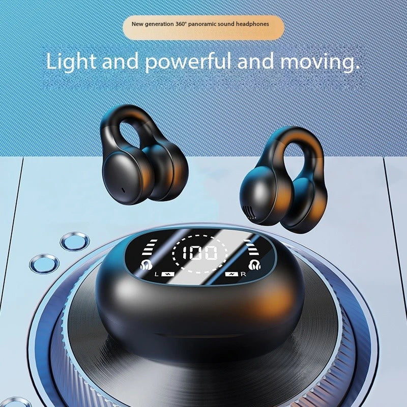 Wireless Bluetooth Earphones with Mirror Display – Soft Silicone Ear Clip, Noise Reduction, HD Sound, Lossless Audio for Sports