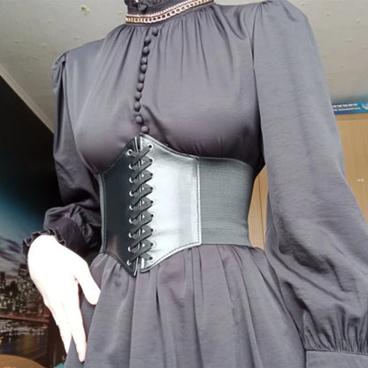 Elevate Your Style: Fashion Women's Corset Wide Belt - Pu Leather Slimming Body Waistband, Elastic High Waist Belt for Gothic Dress Girdle