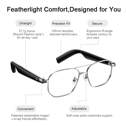 XIAOMI MIJIA Smart Audio Glasses Joyful Edition — Bluetooth 5.2, Detachable Headset, Long Standby, 2h Fast Charge, Anti-Leakage Sound