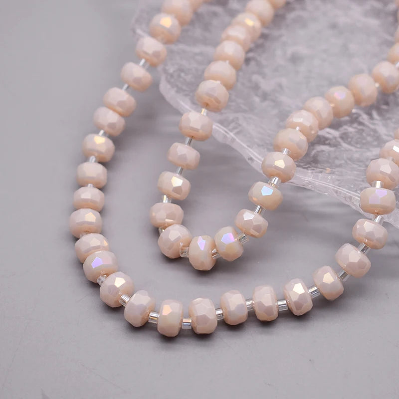8mm Crystal Glass Beads Set - 30PCS Color Wheel Faceted Round Loose Beads for DIY Jewelry Making & Bracelets