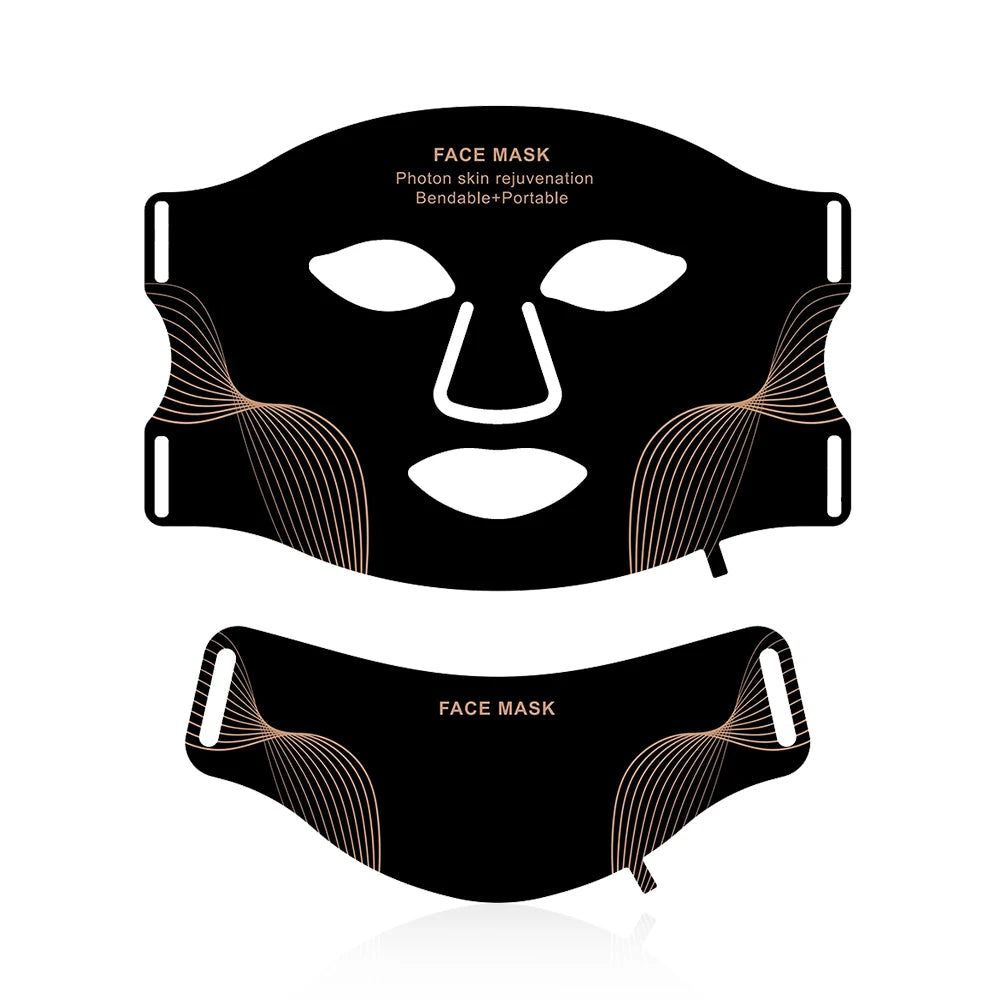Silicone LED Mask with Neck – 7-Color Photon Red Light & Infrared Therapy, Flexible Wireless Facial Skin Repair Mask