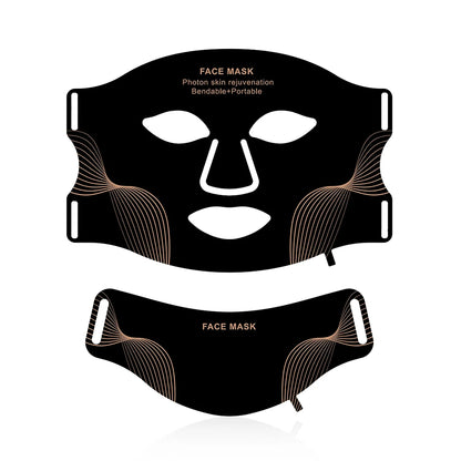 Silicone LED Mask with Neck – 7-Color Photon Red Light & Infrared Therapy, Flexible Wireless Facial Skin Repair Mask