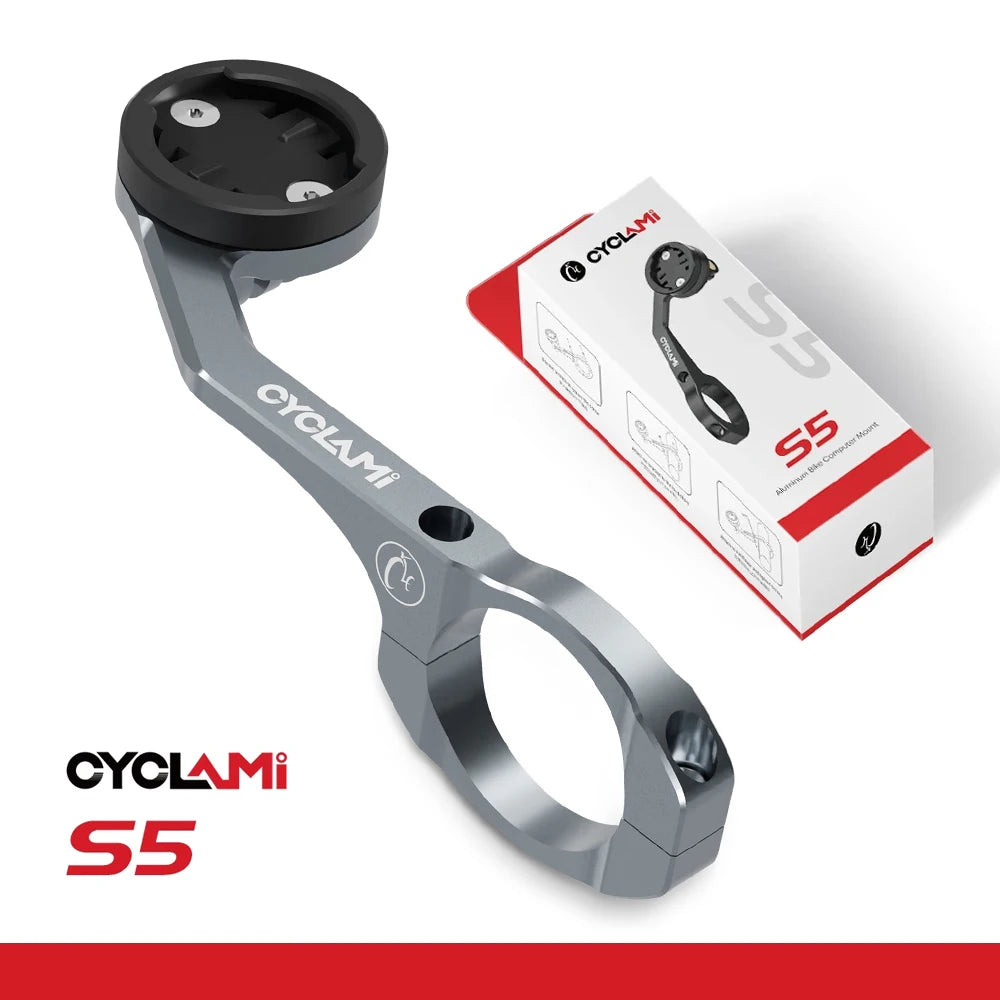 CYCLAMI S5 Aluminum Alloy Double-Sided Bike Computer Mount — MTB Road GPS Headlight Holder for GARMIN, XOSS, IGPSPORT, Coospo