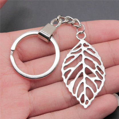 New Fashion Men 30mm Metal Alloy Keychain with Vintage Heart, Flower, Rose, Sunflower & Tree Pendant DIY Keyring Holder Chain Accessory