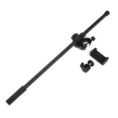 55CM Rotating Microphone Stand with Crossbar Arms - Mic Clip, Phone Holder, and Extension Bracket, Designed with 3/8" Thread Crossbar
