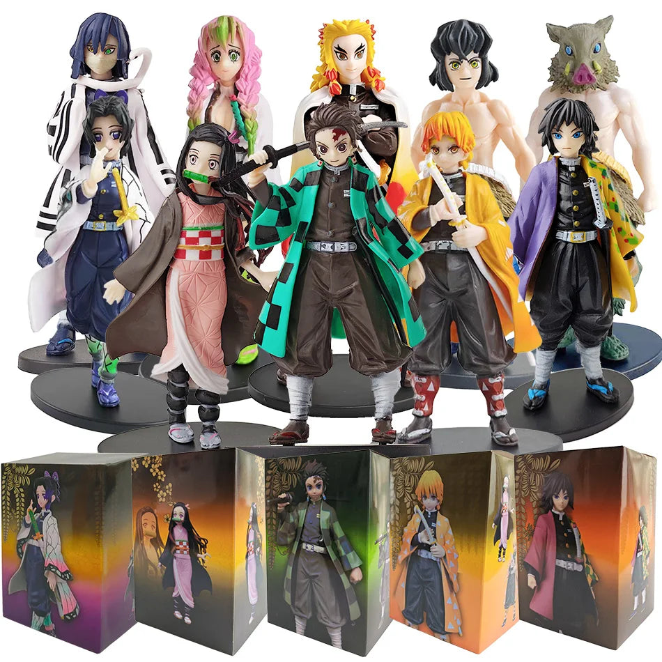 Demon Slayer Kimetsu No Yaiba Action Figures – Tanjirou, Zenitsu & Nezuko PVC Model Toys