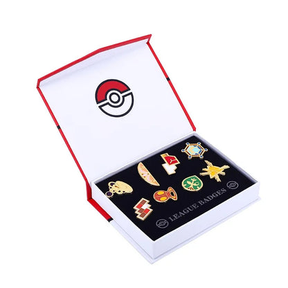 Set of 8 Pokémon Gym Badge Pins – League Region Brooches from Kanto, Johto, Hoenn, Sinnoh, Unova, Kalos & Orange Islands