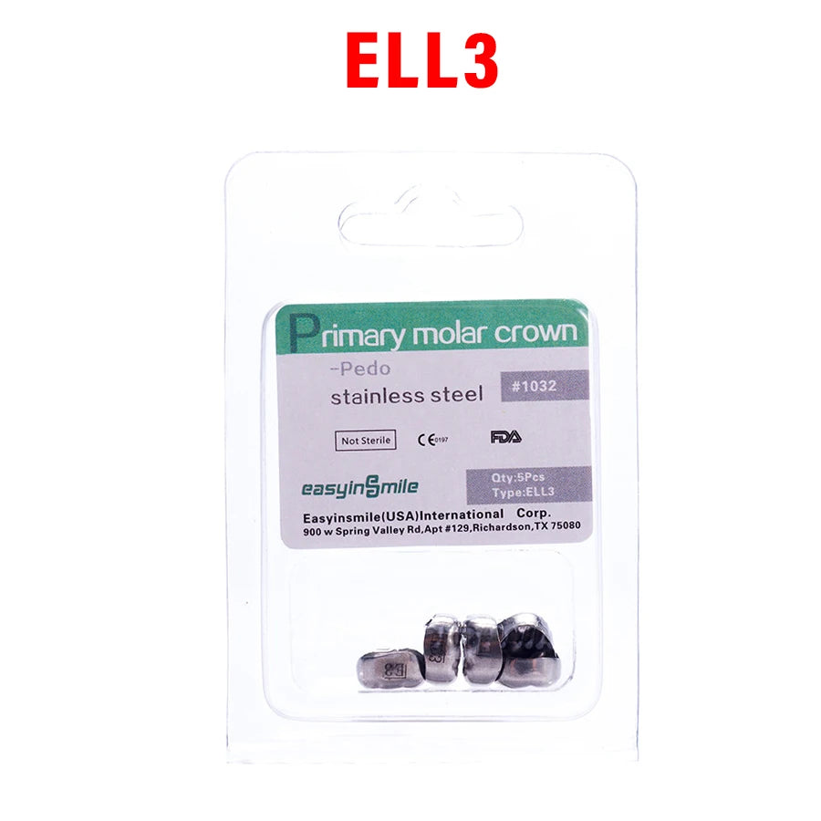 5PCS EASYINSMILE Kids Stainless Steel Dental Crowns – Primary Molar Teeth Refill D2-D7
