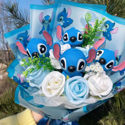 Cartoon Stitch Vinyl Doll — Creative Bouquet Action Figure Gift for Girls, Christmas & Birthday