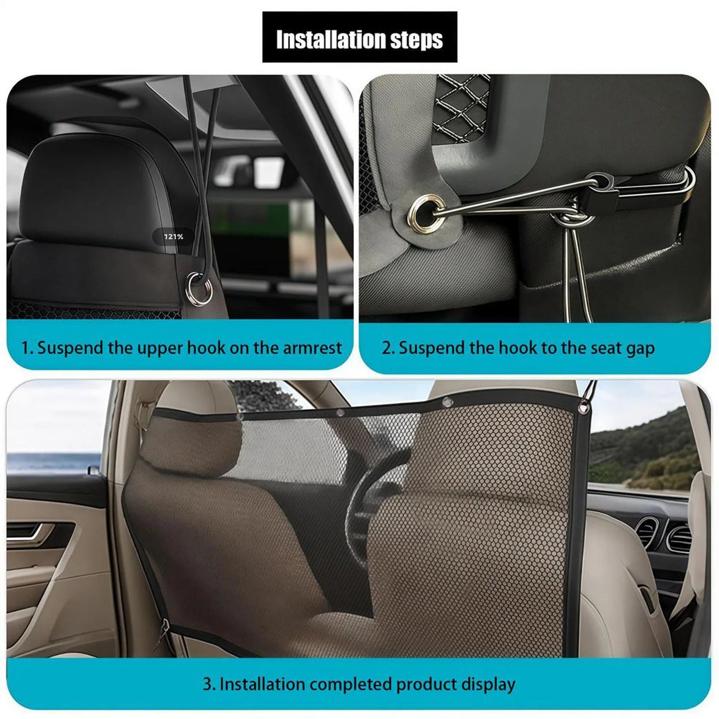 Pet Car Safety Barrier Net – Backseat Dog & Child Restraint Divider for Secure Vehicle Travel Protection