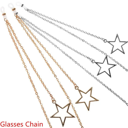 New Fashion Women's Eyeglass Chain - Hollow Star & Pearl Beaded Lanyard for Sunglasses & Reading Glasses, Neck Strap Holder