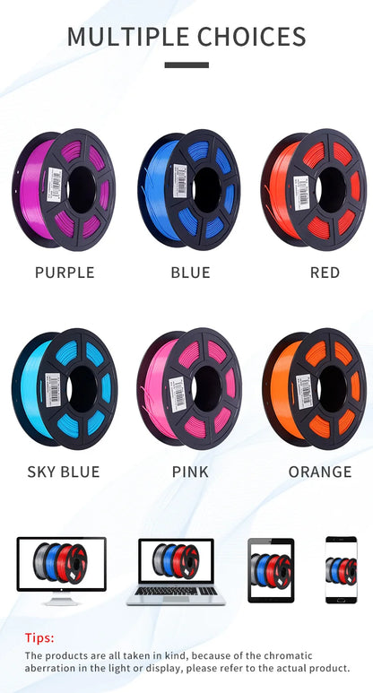 KINGROON 3D Printer Filament 22LBS — 10 Rolls 1KG 1.75mm PETG & PLA, Eco-Friendly Mixed Colors, High Toughness