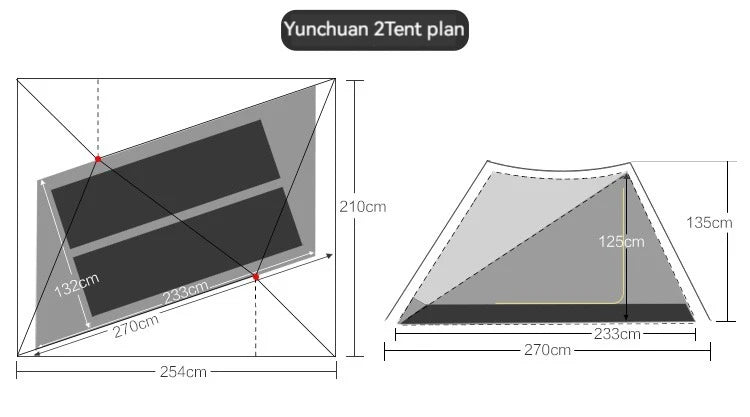 ASTA GEAR Yun Chuan 15D Nylon Ultralight Tent – Double-Sided Silicon-Coated, Rodless Pyramid Design for Camping & Hiking