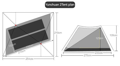 ASTA GEAR Yun Chuan 15D Nylon Ultralight Tent – Double-Sided Silicon-Coated, Rodless Pyramid Design for Camping & Hiking