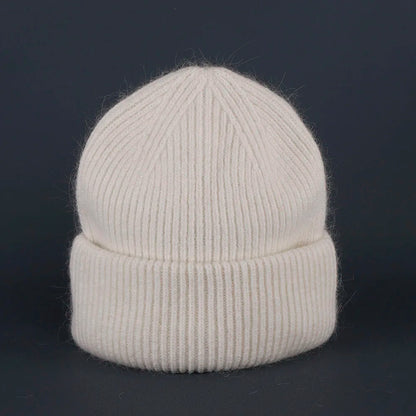 2024 Rabbit Fur Beanie – Soft Fluffy Winter Hat for Women, Angora Knitted Skullies, Warm Bonnet Knit Cap