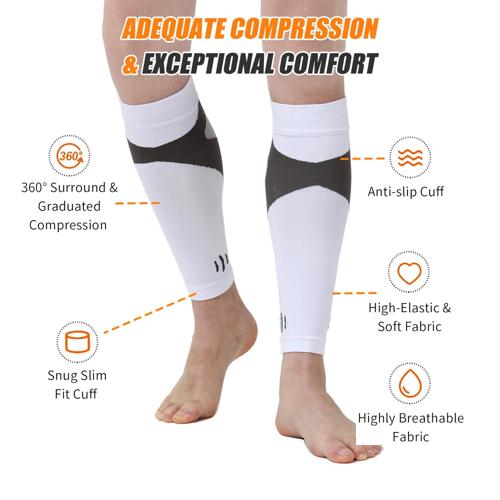 Compression Calf Sleeves for Men & Women – Footless Leg Support Socks for Running, Shin Splints & Pain Relief