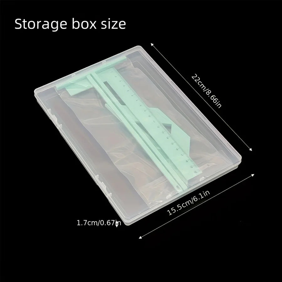 4Pcs Scrapbook Ruler Set - L-Ruler, T-Ruler, Spacing Guide & Corner Square for Album Making