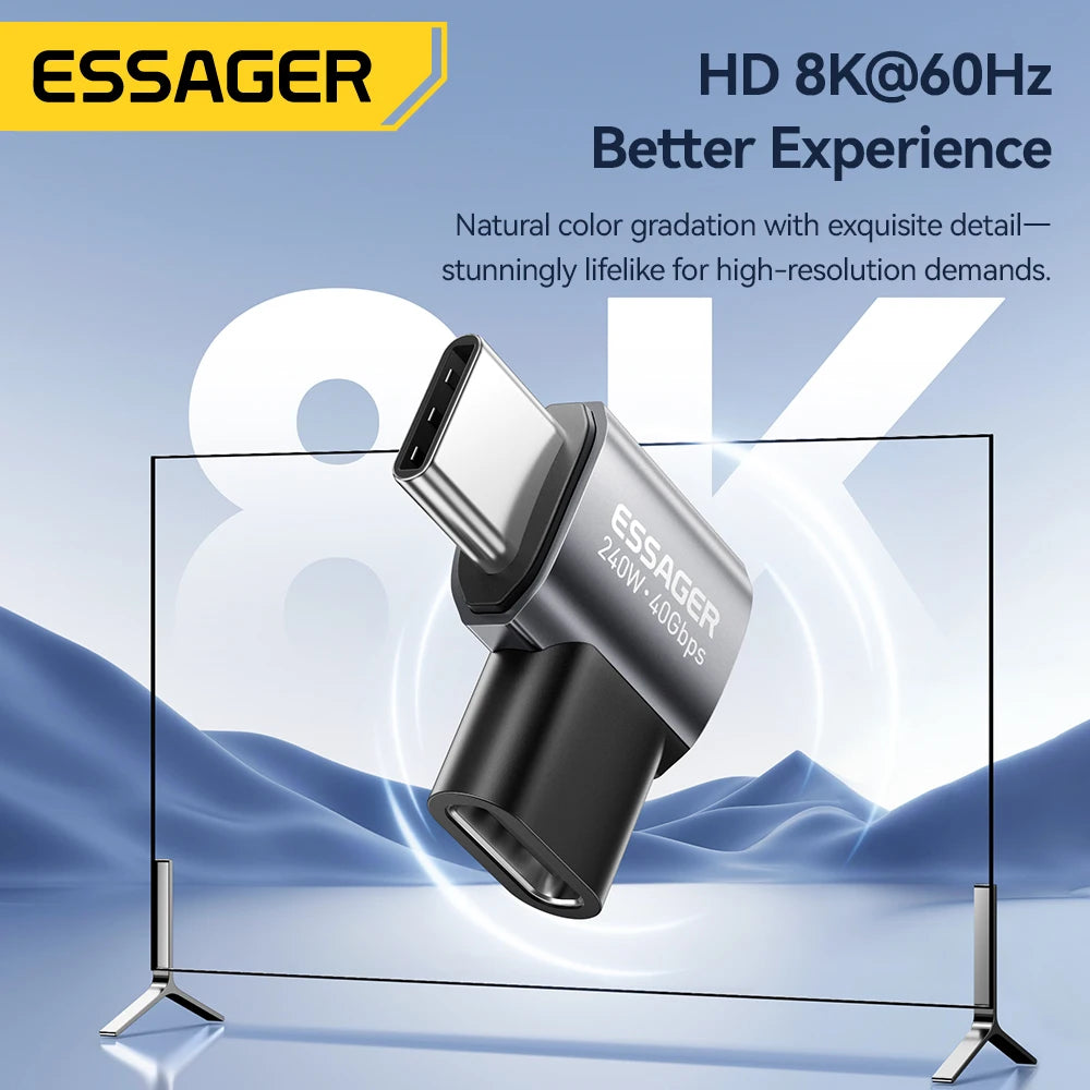 Essager USB4.0 OTG Adapter - 40Gbps 240W Fast Charging USB-C Converter with 8K 60Hz Support