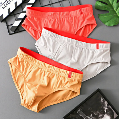Men’s Cotton Briefs with Convex Pouch – Low Rise Breathable Solid Color Underwear (1/3PCS Pack) Comfortable Youth Fit