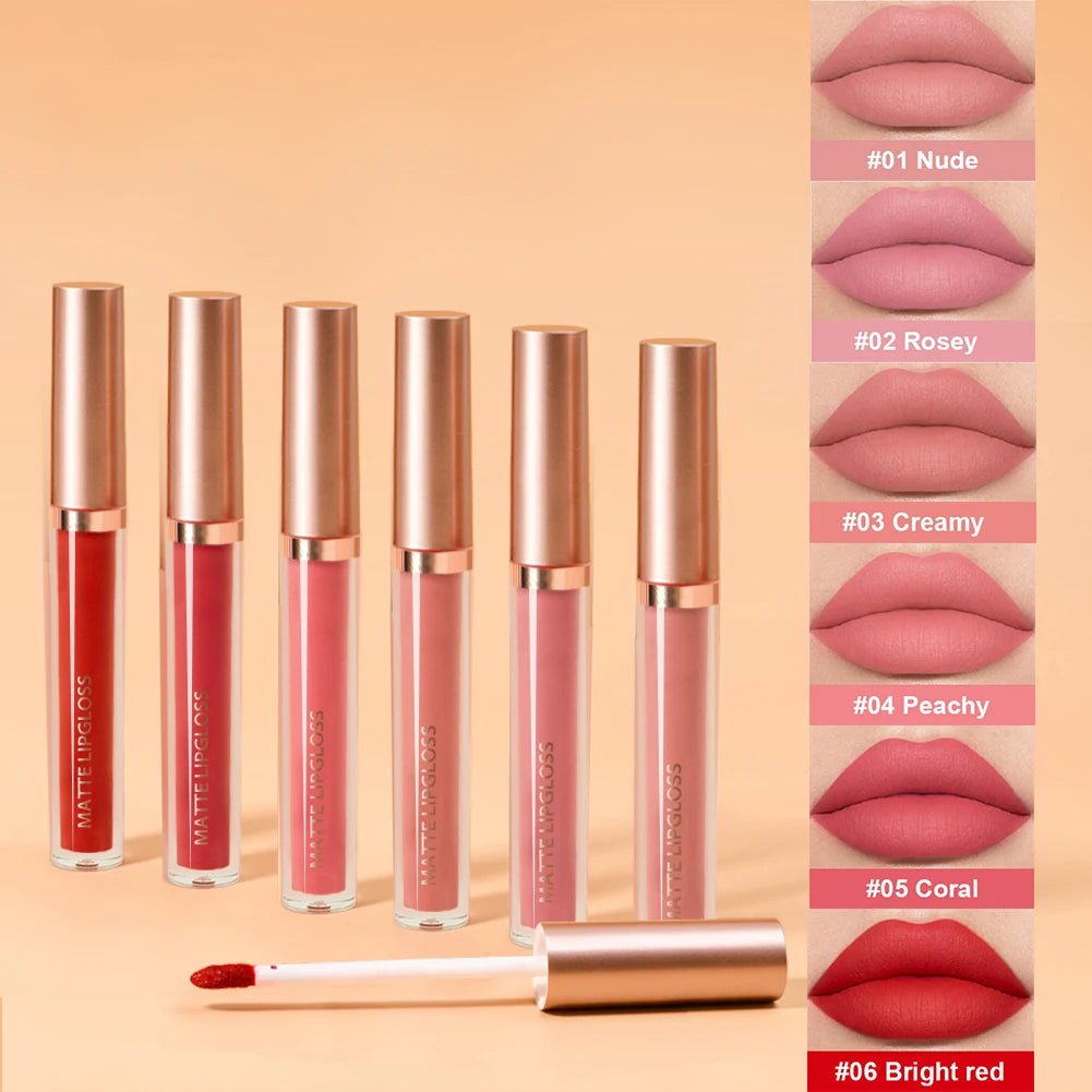 Matte Lip Gloss Set – AB Two-Pack Red Lip Gloss, Long-Lasting & Non-Staining
