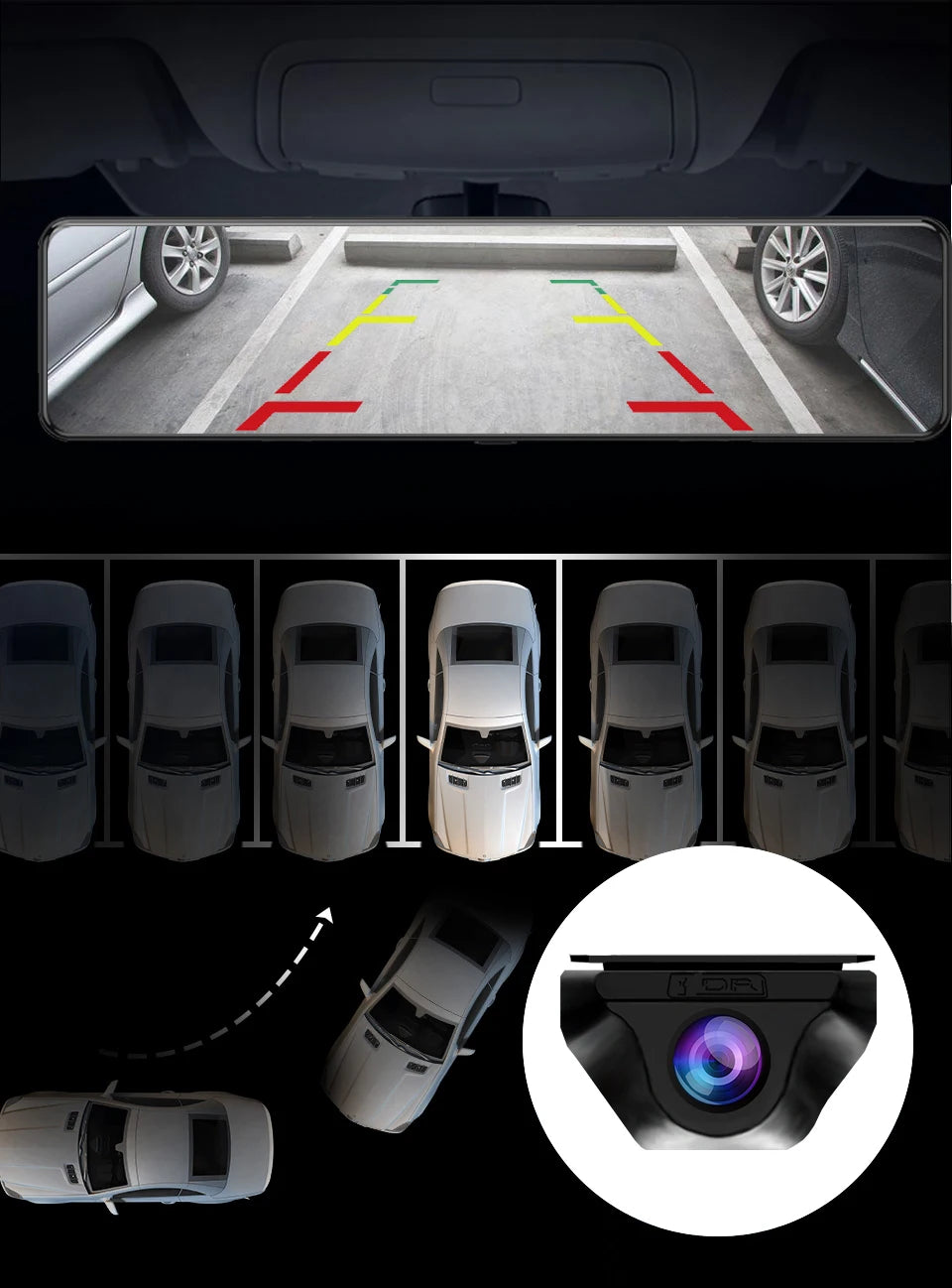E-ACE 10'' 4G Android Dash Cam – FHD 1080P Dual Lens Rearview Mirror DVR with ADAS & Streaming