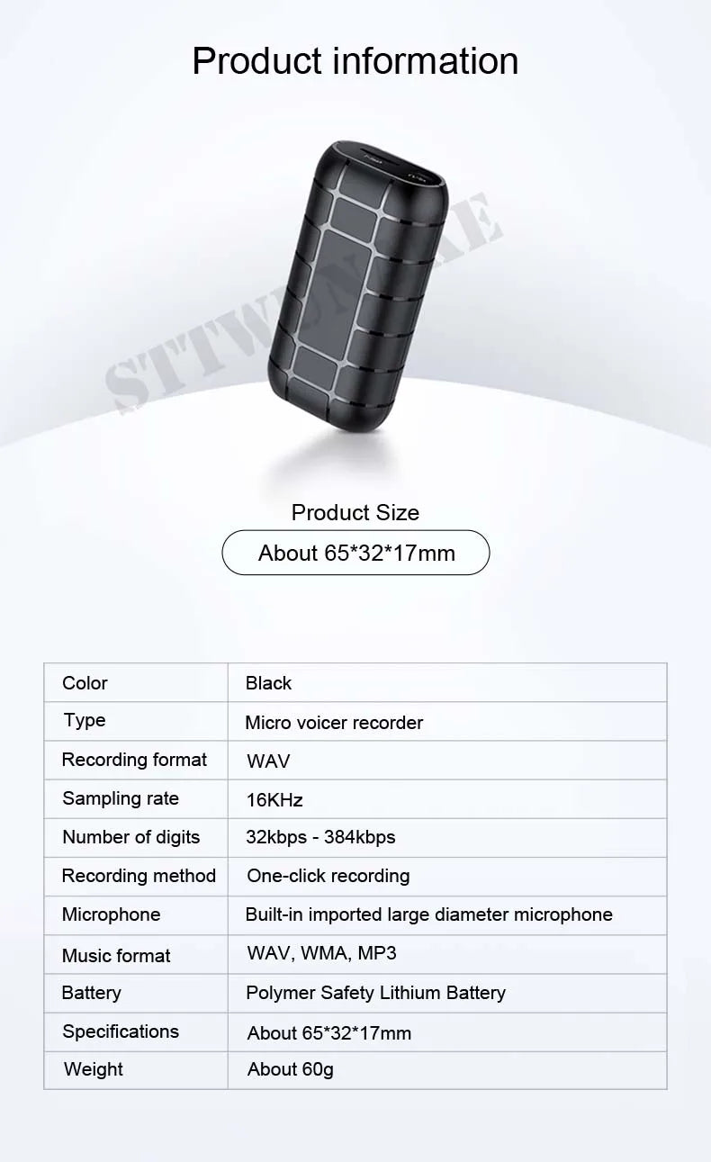 Mini Voice Activated Recorder – 500 Hours Digital Recording Device, Professional Sound Dictaphone, Portable & Compact Audio Micro Recorder