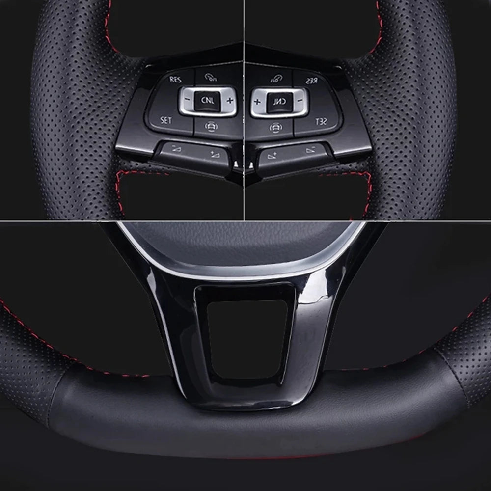 Car Steering Wheel Cover - Artificial Leather with Red Marker for Volkswagen VW Passat B5 (1996-2005), Golf 4 (1998-2004), Seat Alhambra