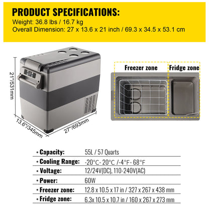SucceBuy Portable Car Refrigerator - 20L-55L Compressor Cooler Freezer for Camping, Travel & Outdoor Use