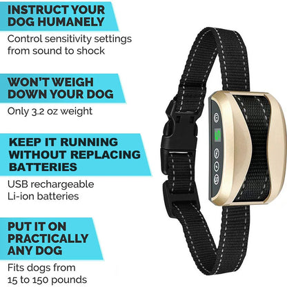 Waterproof Rechargeable Anti-Bark Control Collar: Dog Training Accessories for Effective Barking Control