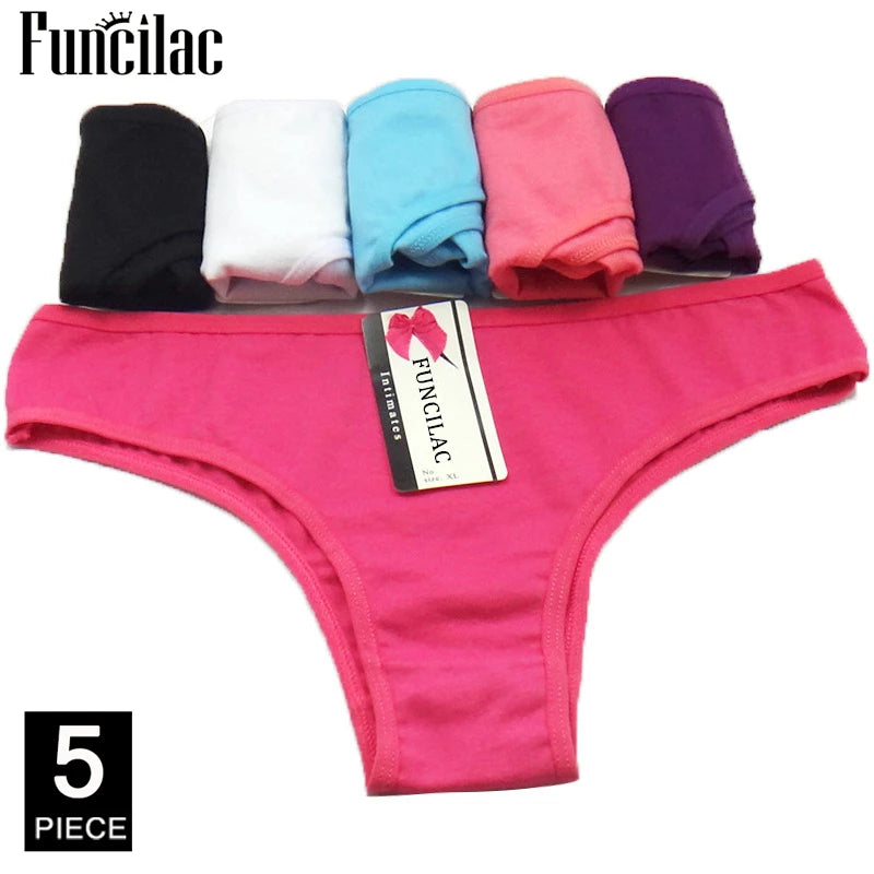 5-Pcs Women’s Cotton Panties Set – Sexy Bikini Briefs for Girls & Ladies, Free Shipping