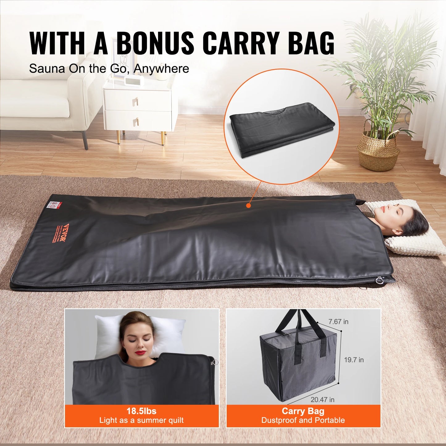 VEVOR Sauna Blanket for Detoxification – Portable Far Infrared Sauna, Adjustable Temperature & Timer for Home Relaxation