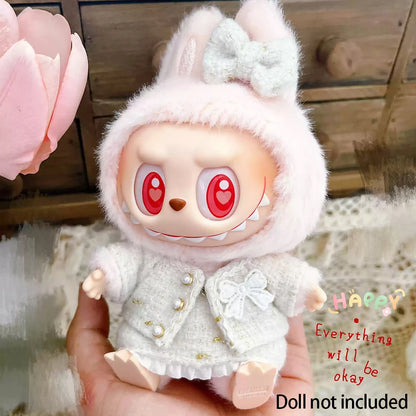 17cm Labubu Plush Doll Clothes - Kpop EXO Idol Outfit V1 V2 Black Dress Suit Accessories Gift
