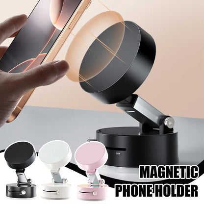 Vacuum Magnetic Suction Cup Stand | Double-Sided Swivel Holder for Mobile Phones | Universal Folding Phone Mount