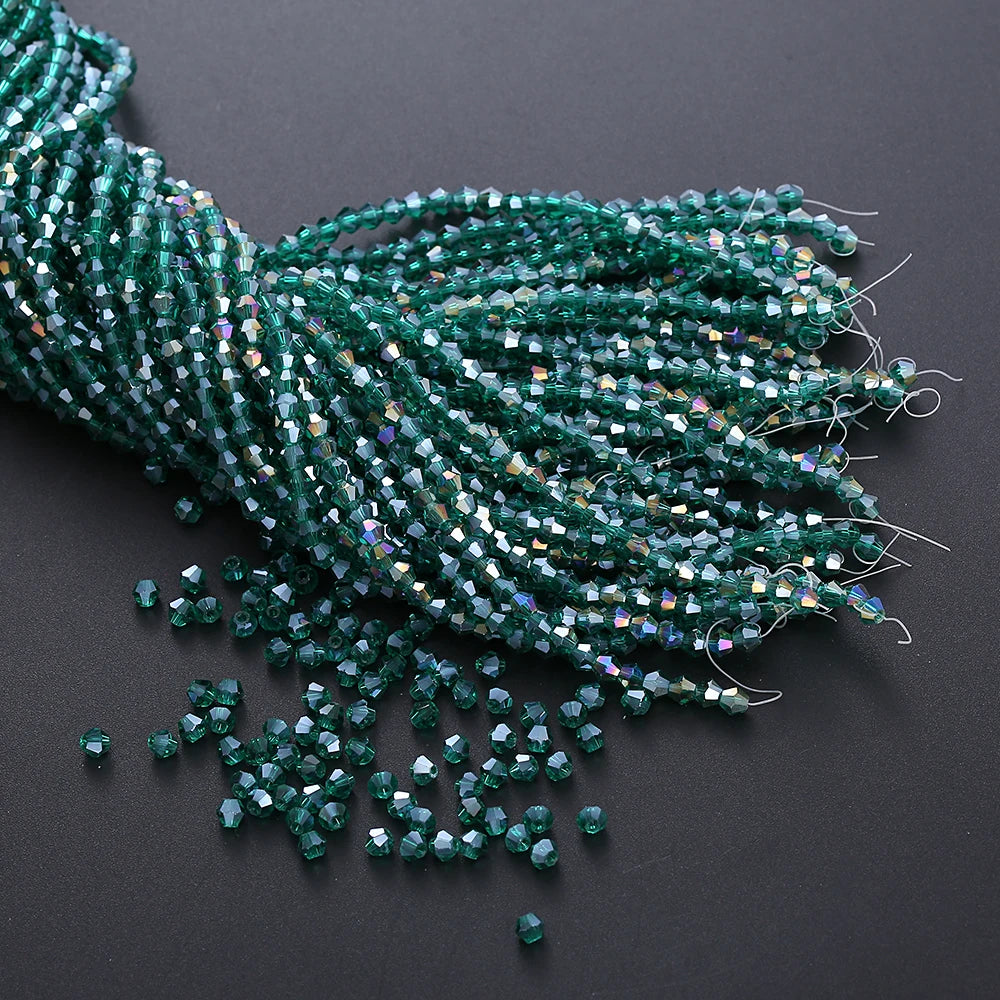 3/4mm Crystal Bicone Glass Beads - White Loose Faceted Beads for DIY Bracelets, Earrings & Jewelry Making
