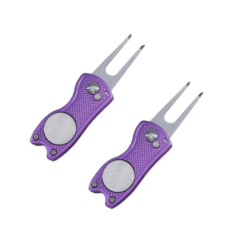 Foldable Golf Divot Repair Tool – Ball Marker & Groove Cleaner Putting Green Fork Accessory