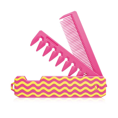 2-in-1 Pocket Folding Comb – Wide Tooth & Beard Comb for Hair Styling and Barber Use