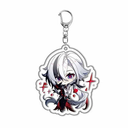 Genshin Impact Sigewinne Arlecchino & Charlotte Keychain – Anime Game Acrylic Backpack Pendant Accessory
