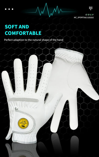 Men's Golf Glove - Breathable Micro Soft Fabric, Comfortable Fit with Magnetic Marker & Replaceable Design for Golfers