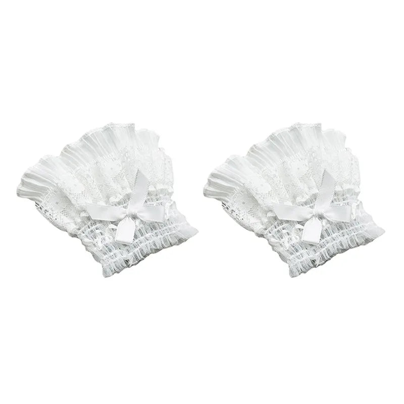 Gothic Lolita Lace Wrist Cuffs - Bowknot Maid Cosplay Accessories for Women & Girls