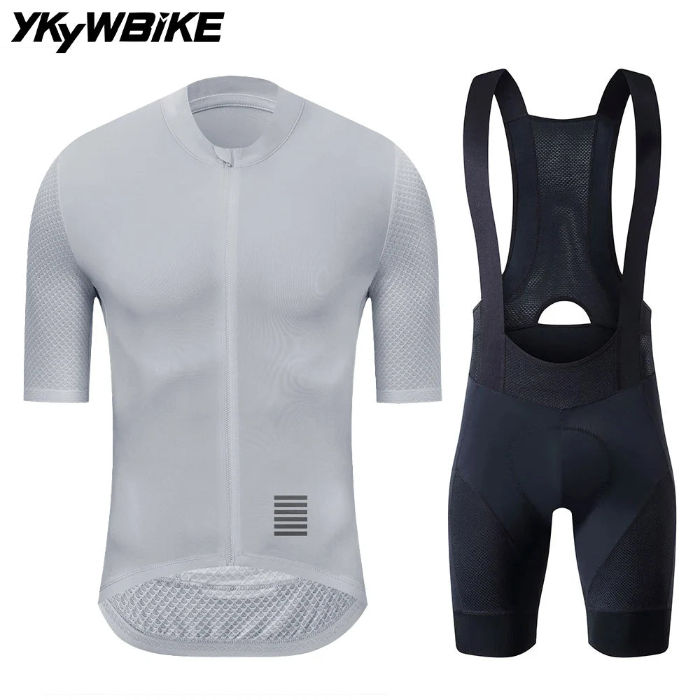 YKYWBIKE Cycling Jersey & Bib Shorts Set — Classic MTB Bike Clothing with Reflective Details